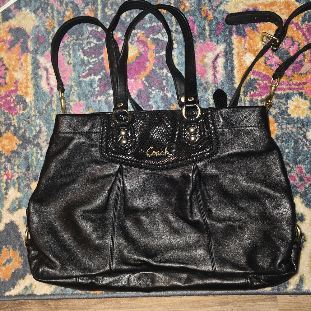 Coach Ashley Leather Tote Bag with Detachable Strap